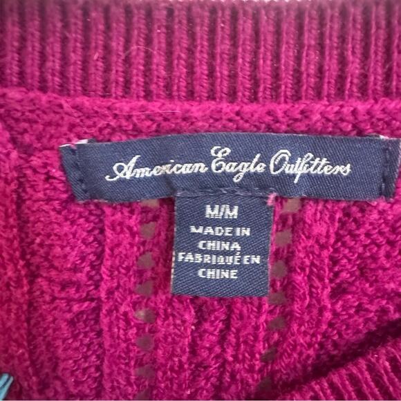 American Eagle Outfitters Women’s Open Knit 3/4 Sleeves Boatneck Sweater Size M - Picture 3 of 6
